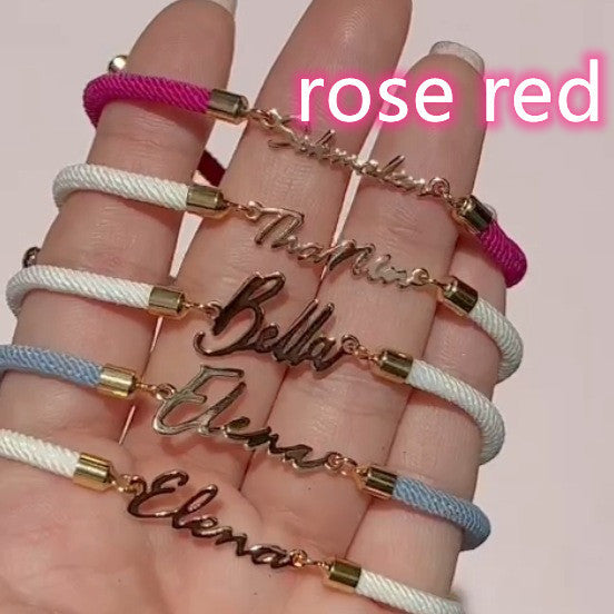 Personalised Colourful Rope Chain Name Bracelet – Adjustable Custom Name Jewellery for Girls