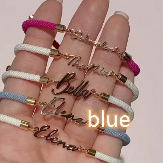 Personalised Colourful Rope Chain Name Bracelet – Adjustable Custom Name Jewellery for Girls