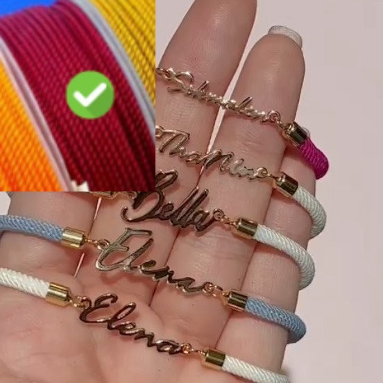 Personalised Colourful Rope Chain Name Bracelet – Adjustable Custom Name Jewellery for Girls
