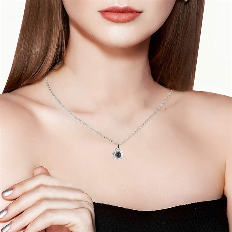 I Love You Nano Projection Necklace – Personalised Photo Pendant with Color