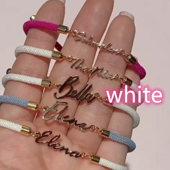 Personalised Colourful Rope Chain Name Bracelet – Adjustable Custom Name Jewellery for Girls