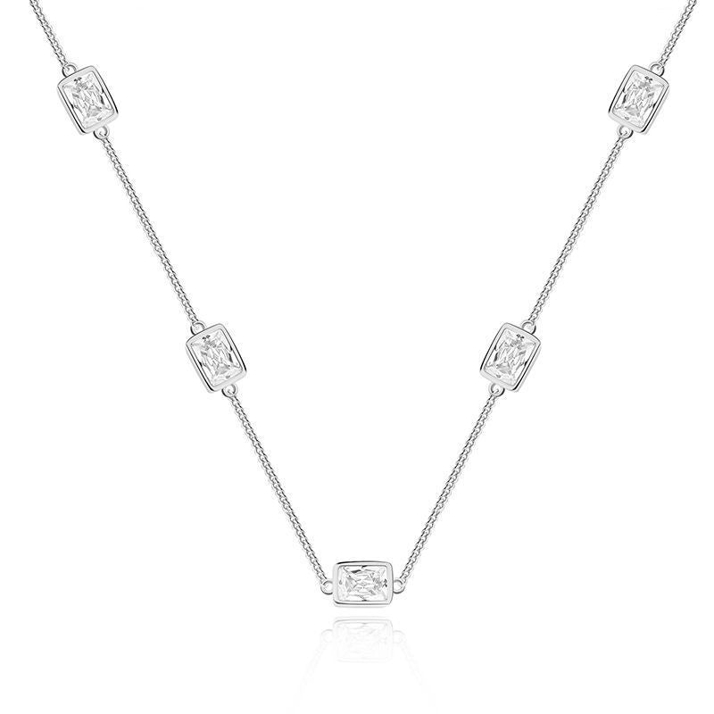 Simple Gold-Coloured S925 Sterling Silver Jewelry Set – Rectangle CZ Zircon for Women