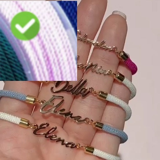 Personalised Colourful Rope Chain Name Bracelet – Adjustable Custom Name Jewellery for Girls