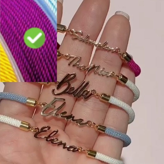 Personalised Colourful Rope Chain Name Bracelet – Adjustable Custom Name Jewellery for Girls