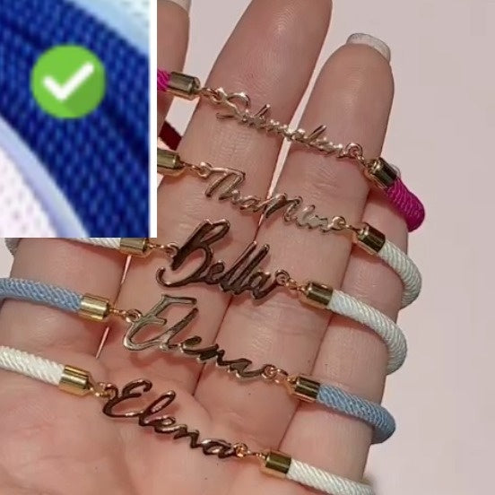 Personalised Colourful Rope Chain Name Bracelet – Adjustable Custom Name Jewellery for Girls