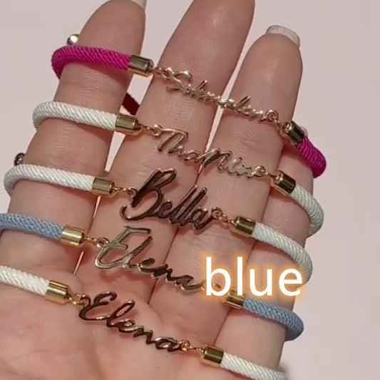 Personalised Colourful Rope Chain Name Bracelet – Adjustable Custom Name Jewellery for Girls
