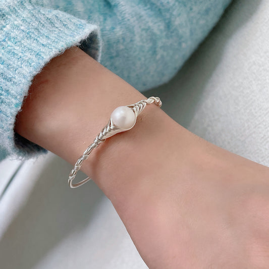 Freshwater Near-round Pearl Bracelet 14K Electroplating Handmade Winding